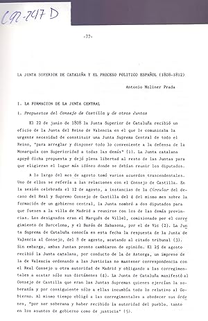 Bild des Verkufers fr LA JUNTA SUPERIOR DE CATALUA Y EL PROCESO POLITICO ESPAOL, 1808-1812 (EXTRAIDO ORIGINAL DEL AO 1984, ESTUDIO COMPLETO, TEXTO INTEGRO) zum Verkauf von Libreria 7 Soles