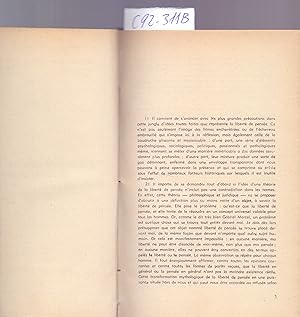 Seller image for LE CONCEPT CATHOLIQUE DE LA LIBERTE DE PENSEE (EXTRAIDO ORIGINAL DEL AO 1948, 6 PAGINAS, TEXTO INTEGRO) for sale by Libreria 7 Soles