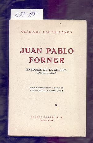 Bild des Verkufers fr EXEQUIAS DE LA LENGUA CASTELLANA (CLASICOS CASTELLANOS, NUMERO 66) zum Verkauf von Libreria 7 Soles