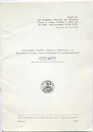 Tolomeo, Pappo, Teone e Proclo: La nomenclatura degli strumenti astronomici. [Ptolemy, Pappus, Th...