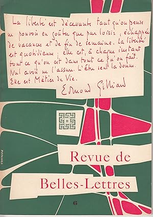 Revue des Belles-Lettres. No 6. Novembre-Décembre 1956