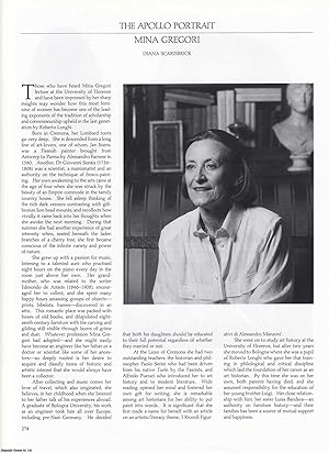 Bild des Verkufers fr Mina Gregori: A Profile of the Italian Art Connoisseur. An original article from Apollo, International Magazine of the Arts, 1988. zum Verkauf von Cosmo Books