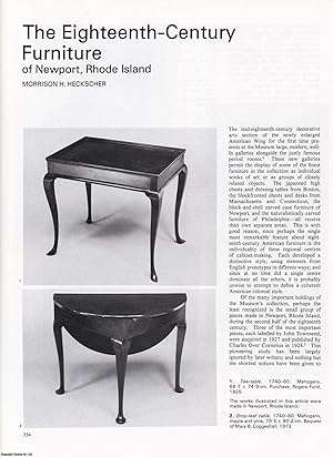 Bild des Verkufers fr The Eighteenth-Century Furniture of Newport, Rhode Island. An original article from Apollo, International Magazine of the Arts, 1980. zum Verkauf von Cosmo Books