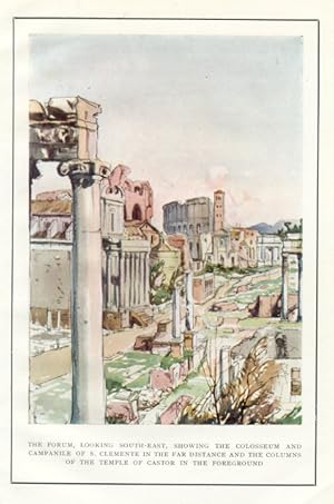View of the Roman Forum,Vintage Watercolor Print
