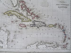 Caribbean Sea Bahamas Cuba Hispaniola Puerto Rico Jamaica 1852 Duvotenay map