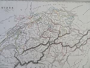 Switzerland Zurich Geneva Bern Lucerne Lugano Alps 1846 Jacobs engraved map