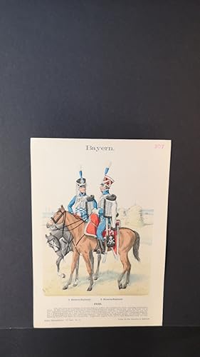 Bild des Verkufers fr Chromolithografie von 1896. Bayern. Husaren-Regiment. 1816. zum Verkauf von ANTIQUARIAT Franke BRUDDENBOOKS