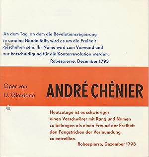 Bild des Verkufers fr Programmheft Umberto Giordano ANDRE CHENIER Premiere 5. Februar 1988 Spielzeit 1988 zum Verkauf von Programmhefte24 Schauspiel und Musiktheater der letzten 150 Jahre