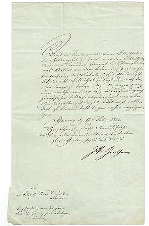 Seller image for Brief mit eigenh. Unterschrift  JW v Goethe". for sale by Kotte Autographs GmbH