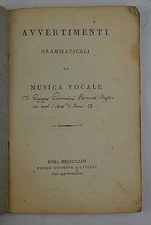 Avvertimenti grammaticali di musica vocale&