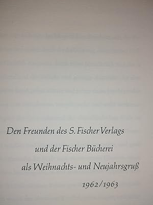 Bild des Verkufers fr (Aus der Ansprache an die Zricher Studentenschaft, gehalten am 10.6.1947 in Zrich). Den Freunden des S. Fischer Verlages und der Fischer Bcherei als Weihnachts- und Neujahrsgru 1962/1963. zum Verkauf von Stefan Kpper