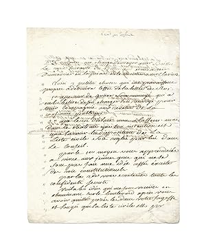 Image du vendeur pour Trs rare lettre de la marquise de Condorcet  Brissot - Dans cette copie d un billet de son poux au gnral Dumouriez, il est fait part au chef de file des girondins des objections de Condorcet  propos d une lettre de Louis XVI sur sa liste civile mis en vente par Le Manuscrit Franais