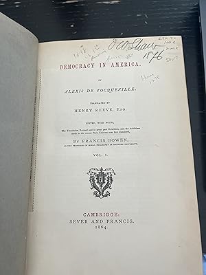 Image du vendeur pour Democracy in America mis en vente par Blue Sky Rare Books