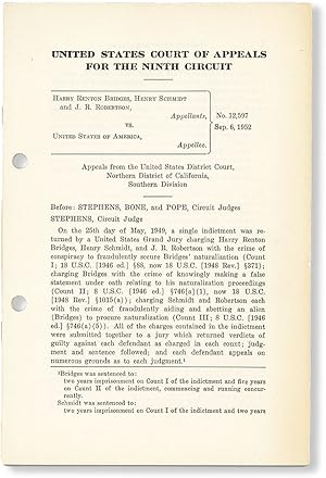 United States Court of Appeals for the Ninth Circuit No. 12,597, Sept. 6, 1952: Harry Renton Brid...