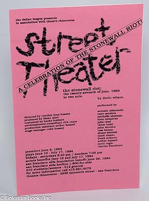 Imagen del vendedor de Street Theatre: a celebration of the Stonewall Riot! [leaflet] a la venta por Bolerium Books Inc.
