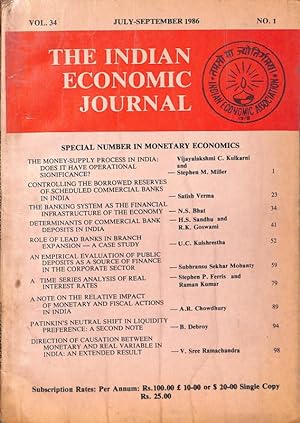 Seller image for The Indian Economic Journal Vol. 34, No. 1 for sale by Majestic Books