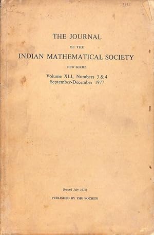 Seller image for The Journal of the Indian Mathematical Society Vol. XLI, No. 3 & 4 for sale by Majestic Books