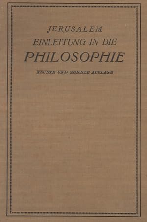 Bild des Verkufers fr Einleitung in die Philosophie. zum Verkauf von Georg Fritsch Antiquariat