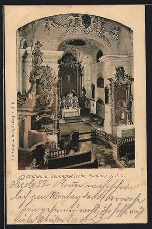 Seller image for Ansichtskarte Neuburg a. d. D., Studien u. Seminarkirche, Innenansicht for sale by Bartko-Reher