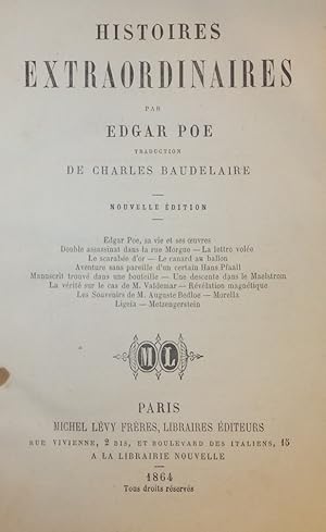 Histoires Extraordinaires par Edgar Poe. Traduction de Charles Baudelaire