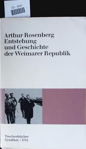 Bild des Verkufers fr Entstehung der Weimarer Republik. zum Verkauf von Antiquariat Bookfarm