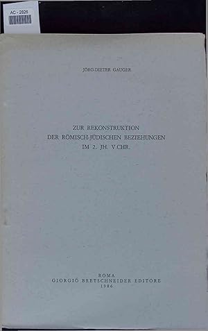 Seller image for Zur Rekonstruktion der Rmisch-Jdischen Beziehungen im 2. Jh. V. Chr. AC-2826 for sale by Antiquariat Bookfarm