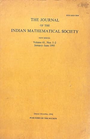 Seller image for The Journal of the Indian Mathematical Society Volume 61, Nos. 1-2 for sale by Majestic Books