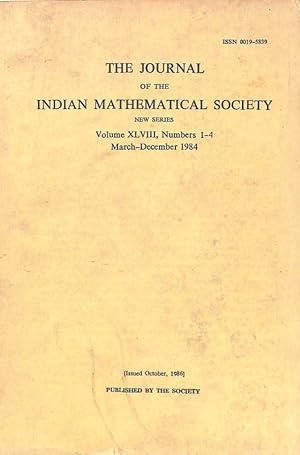 Seller image for The Journal Of The Indian Mathematical Society Volume XLVIII, Numbers 1-4 for sale by Majestic Books