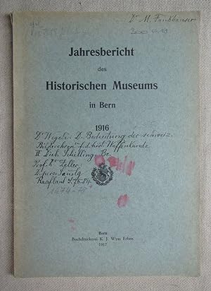 Immagine del venditore per Jahresbericht des Historischen Museums in Bern, 1916. venduto da Antiquariat Hanfgarten