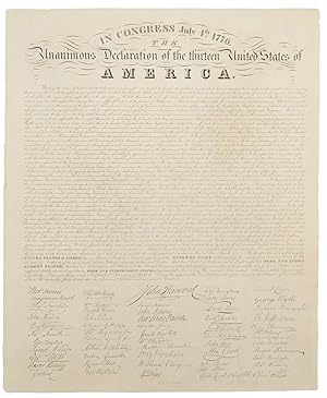 In Congress, July 4, 1776. The Unanimous Declaration of the Thirteen United States of America