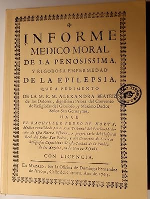 Image du vendeur pour Informe mdico moral de la penosissima y rigorosa enfermedad de la epilepsia. Facsmil de la de 1763 mis en vente par Librera Pramo