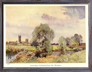 Seller image for Canterbury Cathedral in Canterbury, Kent, England,Vintage Watercolor Print for sale by Artisans-lane Maps & Prints