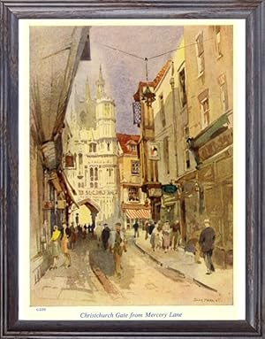 Seller image for Mercury Lane in the city center of Canterbury, Kent, England,Vintage Watercolor Print for sale by Artisans-lane Maps & Prints