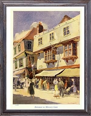 Seller image for The Christ Church Gate from Mercery Lane in Canterbury, Kent, England,Vintage Watercolor Print for sale by Artisans-lane Maps & Prints