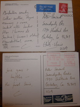 Hand Written & Signed Postcards to Peter Howard of Serendipity Books, Signed "C" [Jonathan Clark?...