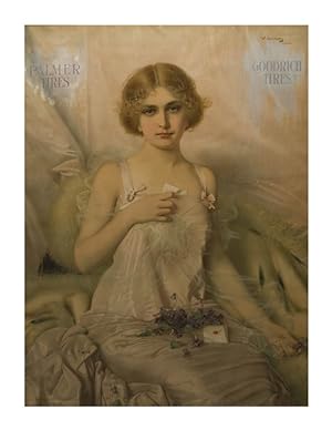 Color Lithograph: Advertising poster for Goodrich and Palmer Tires, titled "Ruth," depicting a yo...