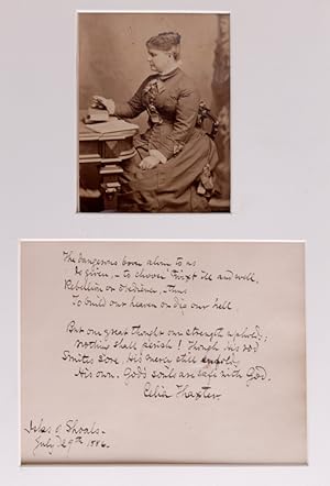 Seller image for Holograph fair copy of poem, 2 quatrains. Signed Celia Thaxter Isle of Shoals July 29th 1886 for sale by James Cummins Bookseller, ABAA