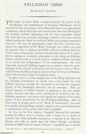 Seller image for Palladian Gibbs. An original article from the Transactions of The Ancient Monuments Society, 1960. for sale by Cosmo Books