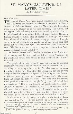 St. Mary's, Sandwich, in Later Times. An original article from the Transactions of The Ancient Mo...