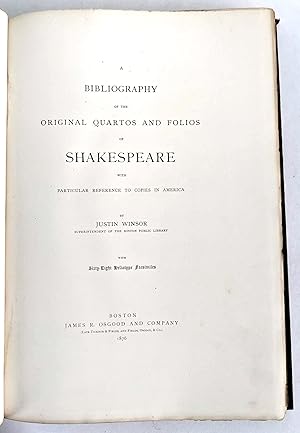 1876 BIBLIOGRAPHY of the ORIGINAL QUARTOS AND FOLIOS of SHAKESPEARE First Edition #6 of 250