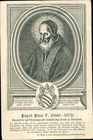 Wappen Ansichtskarte / Postkarte Papst Pius V., Portrait