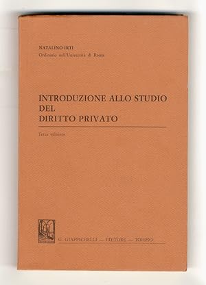 Bild des Verkufers fr Introduzione allo studio del diritto privato. Terza edizione. zum Verkauf von Libreria Oreste Gozzini snc