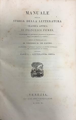 Manuale della Storia della Letteratura Classica Antica.