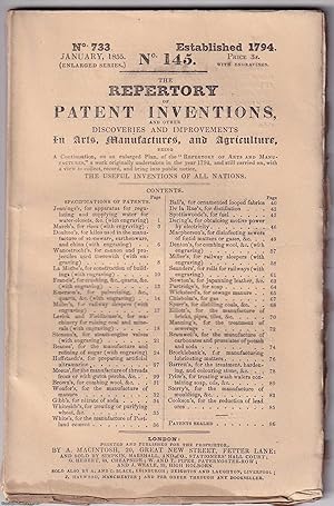 January 1855. The Repertory of Patent Inventions, and other Discoveries and Improvements in Arts,...