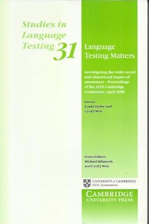 Bild des Verkufers fr Language Testing Matters: Studies in Languages Testing 31 zum Verkauf von bcher-stapel