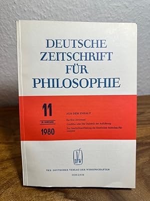 Seller image for Deutsche Zeitschrift fr Philosophie 11/1980. 28. Jahrgang. Weitere Redakteurin: Brigitte Winterfeldt. for sale by Antiquariat an der Nikolaikirche