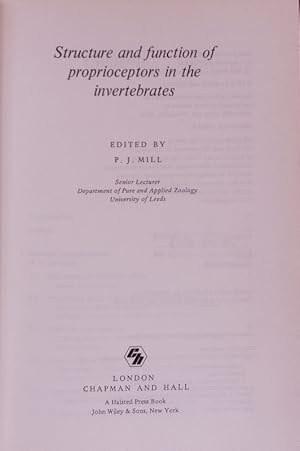 Bild des Verkufers fr Structure and Function of Proprioceptors in the Invertebrates. zum Verkauf von Antiquariat Bookfarm
