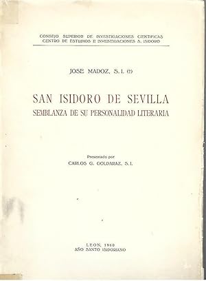 Seller image for SAN ISIDORO DE SEVILLA. Semblanzas de su personalidad literaria for sale by LLIBRERIA TECNICA