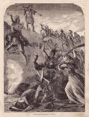 Bild des Verkufers fr The Indians attacking Wyoming. Holzstich aus : Cassel`s illustrated History of England. zum Verkauf von Antiquariat Heinz Tessin