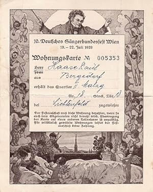 für das 10. Deutsche Sängerbundfest, Wien 19.-22. Juli 1928, für Paul Haase, Bergedorf.